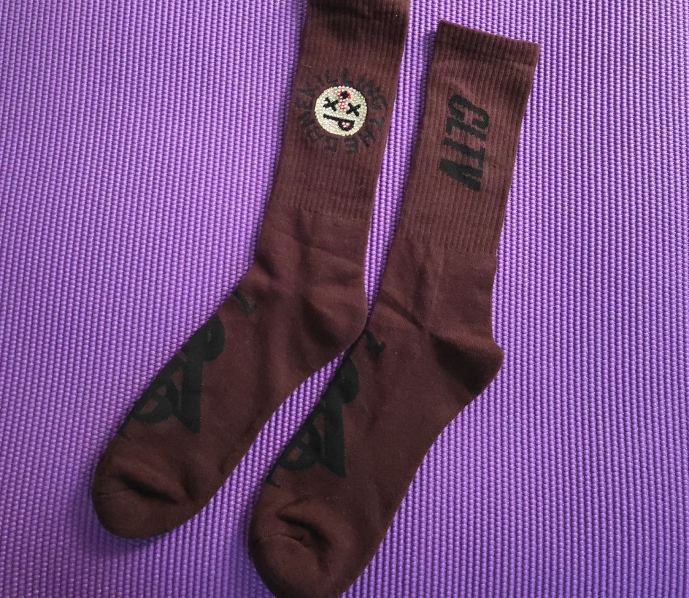 Stylish Brown Crew Socks with Logo